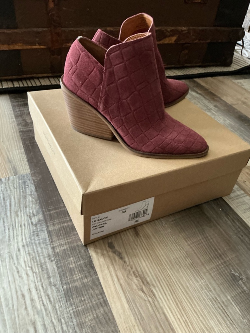 Lucky Brand Quilted Suede Ankle Booties - Burgundy